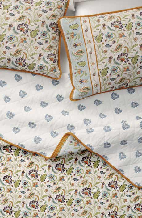 Woven & Weft Boho Floral Print Cotton Quilt & Shams Set