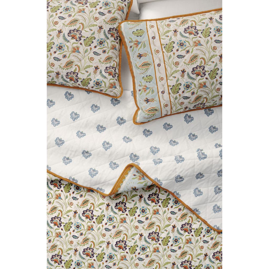 Woven & Weft Boho Floral Print Quilt & Shams Set In Regal Garden - Ivory