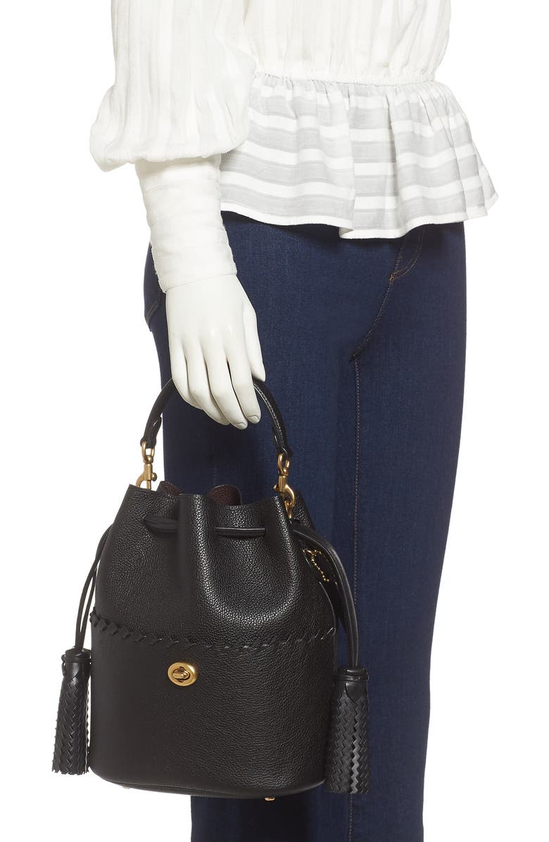 COACH Lora Whipstitch Leather Bucket Bag, Alternate, color,