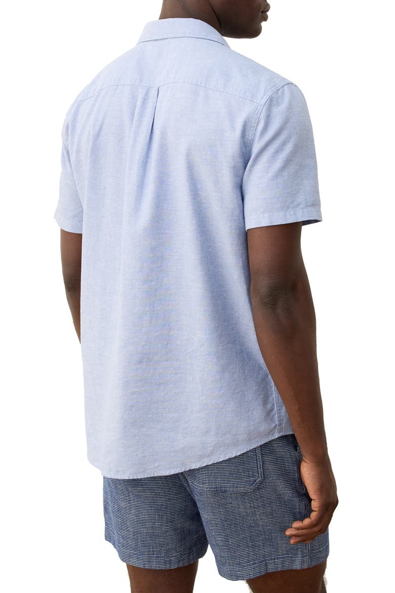 Better-than-Linen Short Sleeve Hemp Blend Button-Up Shirt, Alternate, color, CHAMBRAY