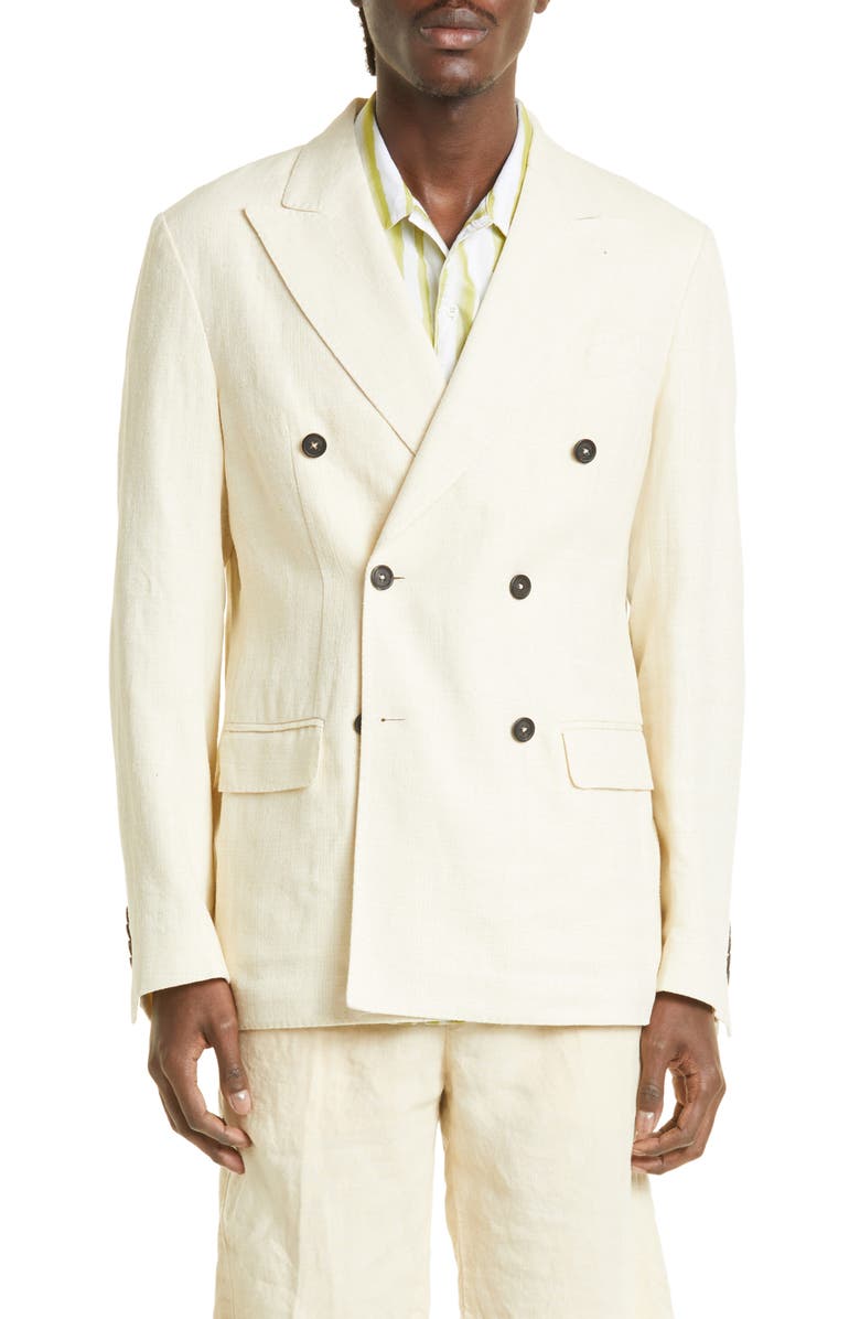 Massimo Alba Monster Double Breasted Silk & Linen Blazer, Main, color,