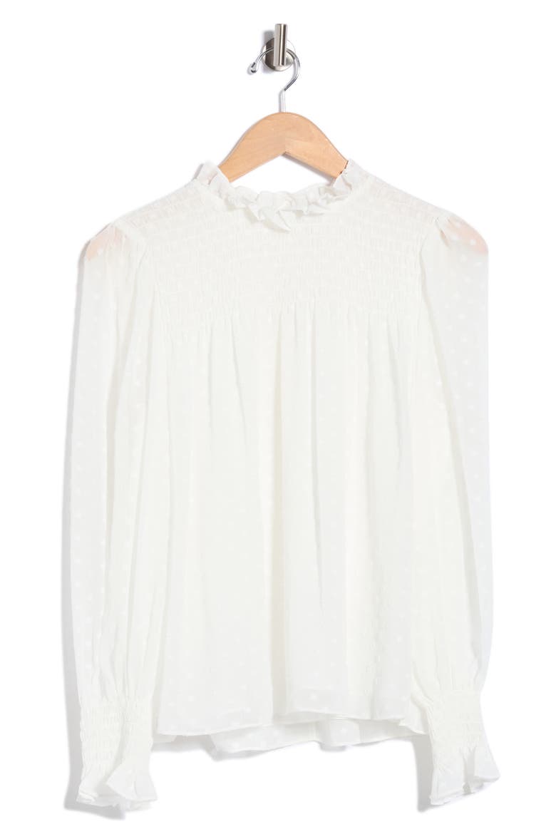 Clip Dot Long Sleeve Top, Alternate, color, SNOW