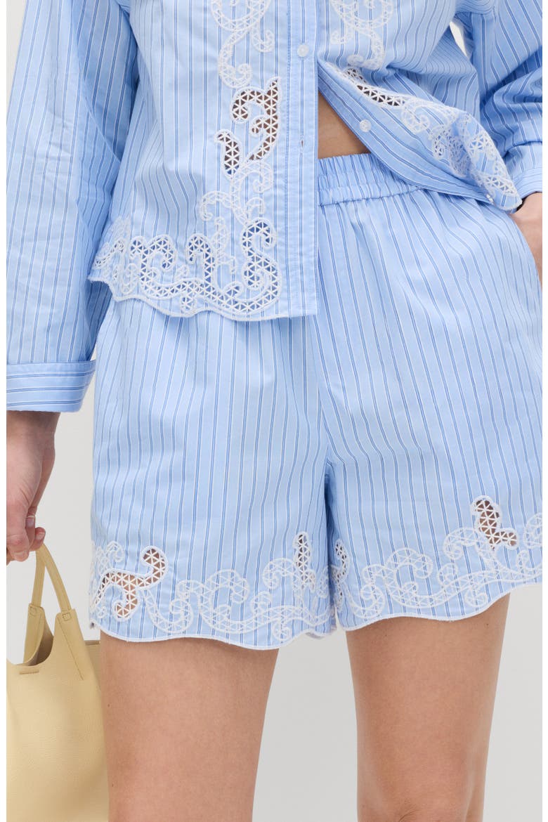 Embroidery Stripe Shorts, Alternate, color, BLUE