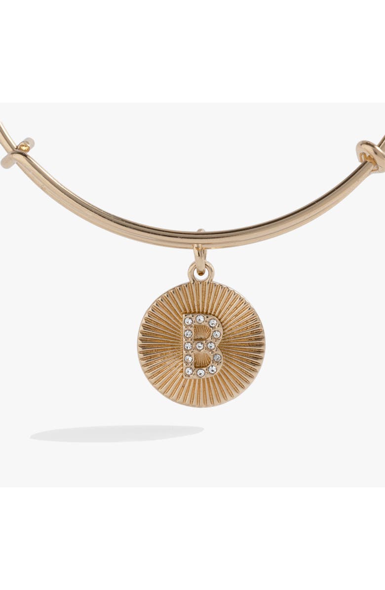 Alex and Ani Pave Starburst Texture Initial Bangle Bracelet, Alternate, color, Gold - B