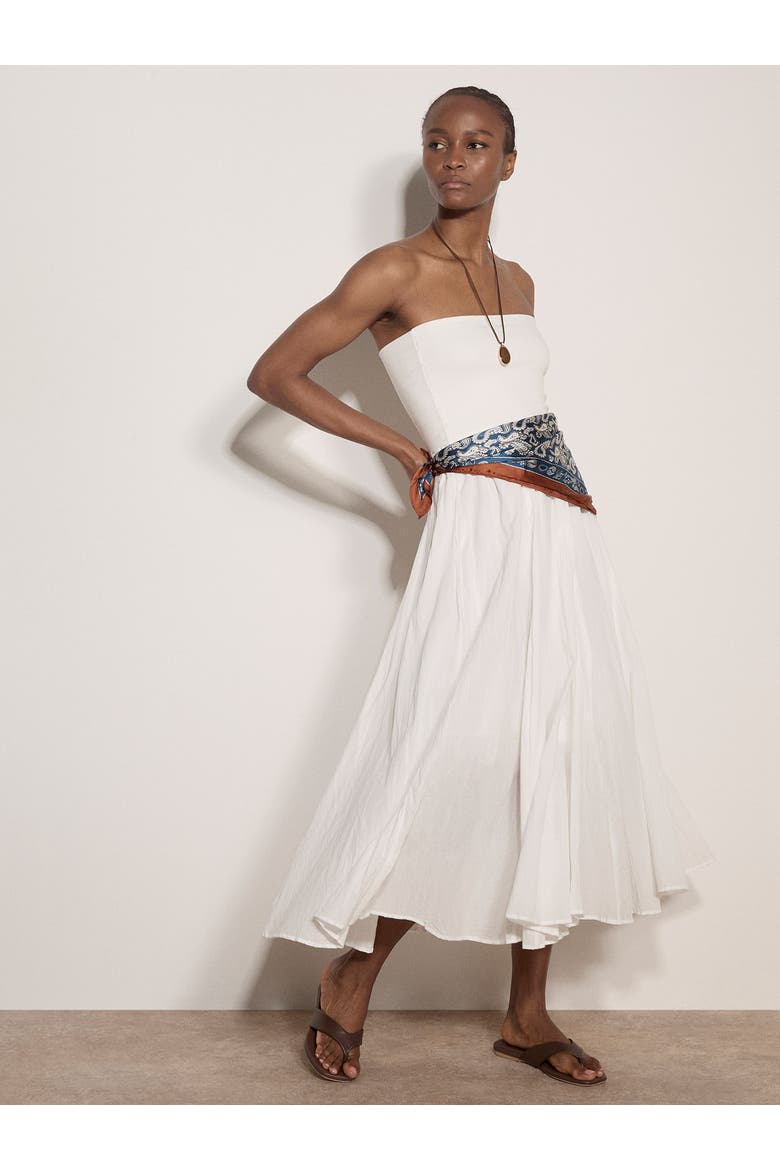 Large Waistband Cotton Midaxi Skirt, Alternate, color, Cream