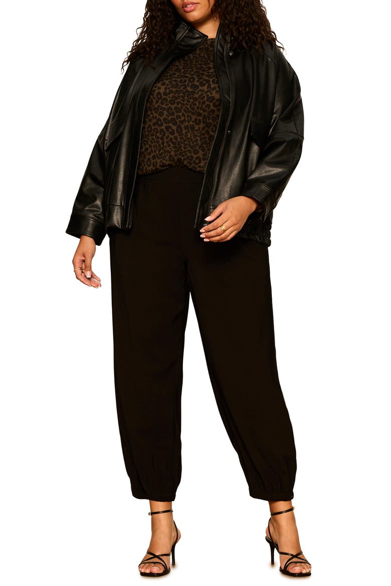 Alana Faux Leather Jacket, Alternate, color, BLACK