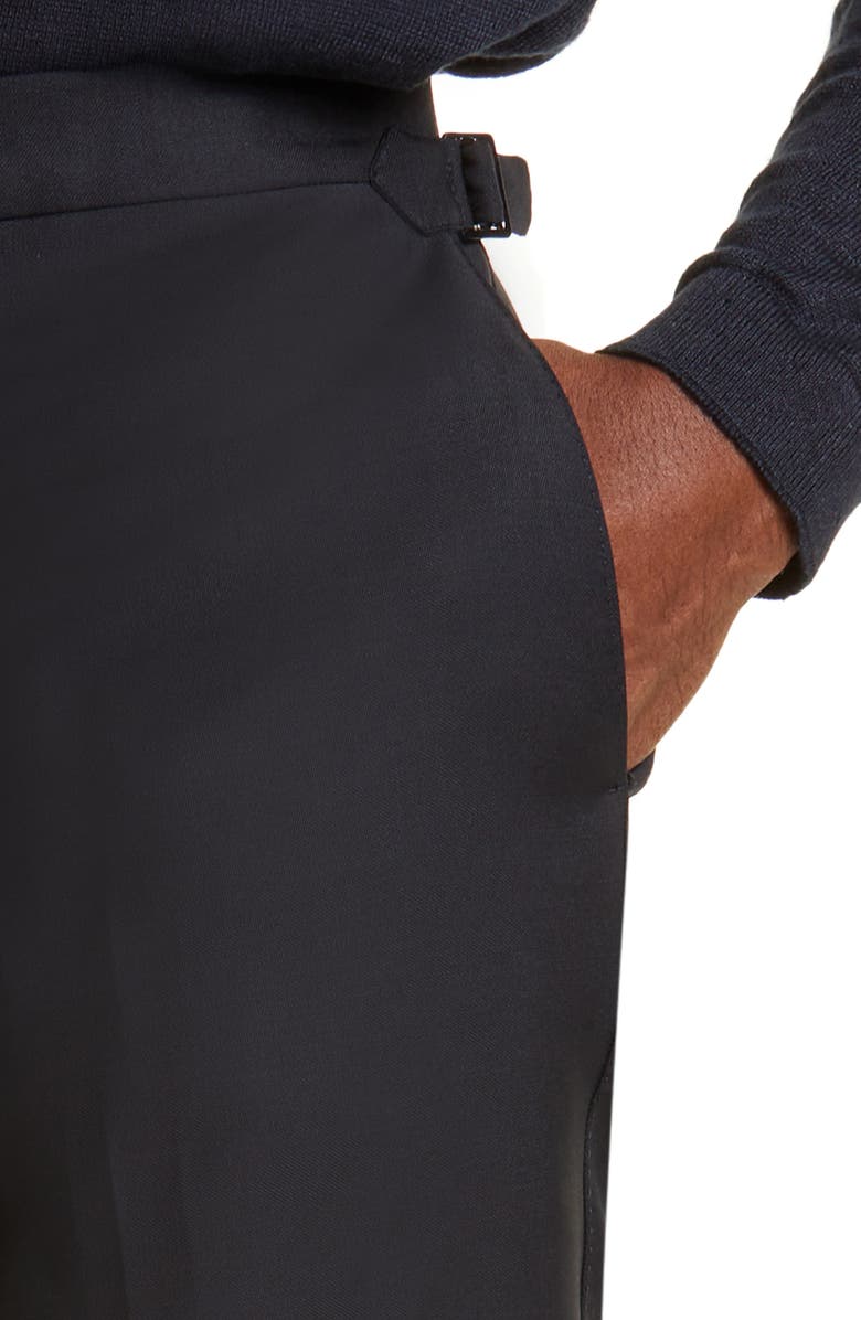 Thom Sweeney Tailored Wool Blend Tuxedo Trousers, Alternate, color, 5356 - Midnight