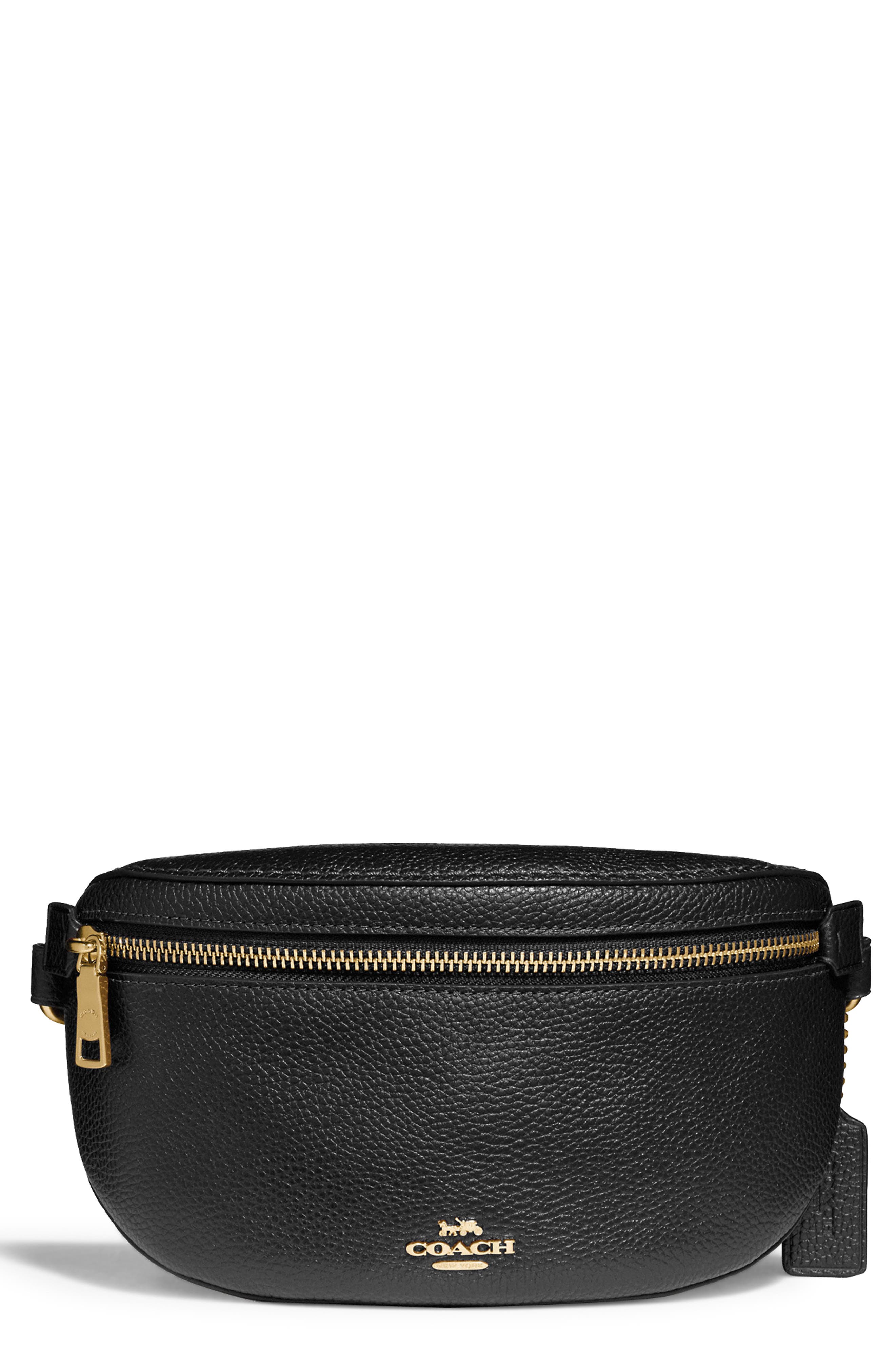 COACH Pebbled Leather Belt Bag, Main, color, 