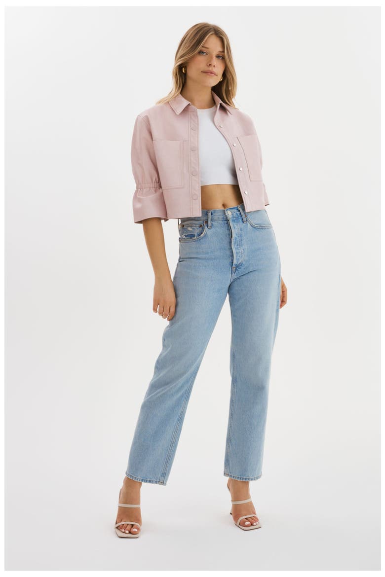 Carolina | Leather Ruffle Sleeve Jacket, Alternate, color, Rose