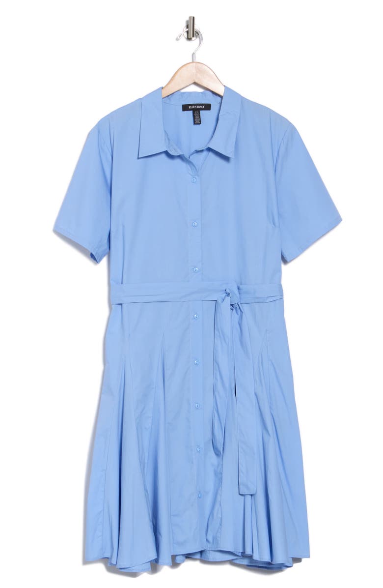 Ellen Tracy Short Sleeve Flared Cotton Shirtdress, Alternate, color, 