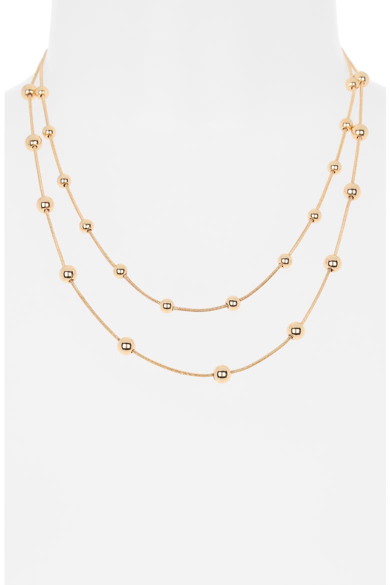 Ball Station Layered Necklace, Alternate, color, GOLD