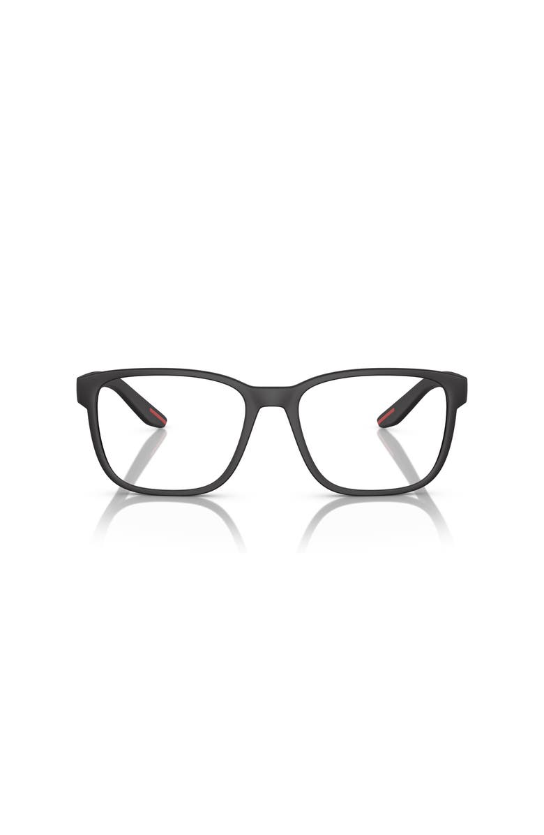 Prada Linea Rossa 55mm Rectangle optical glasses, Alternate, color, Black