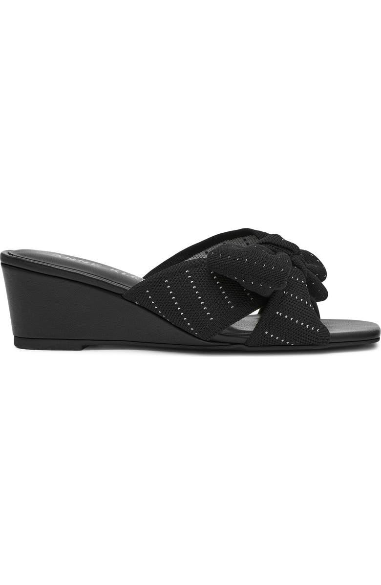 Anne Klein Dara Bow Wedge Slide Sandal, Alternate, color, Black Knit