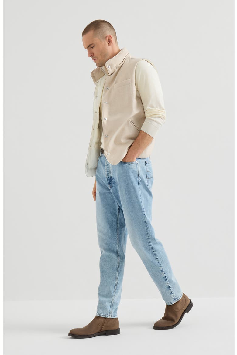 Sea Island cotton and cashmere lightweight sweater with half zip, Alternate, color, Panama