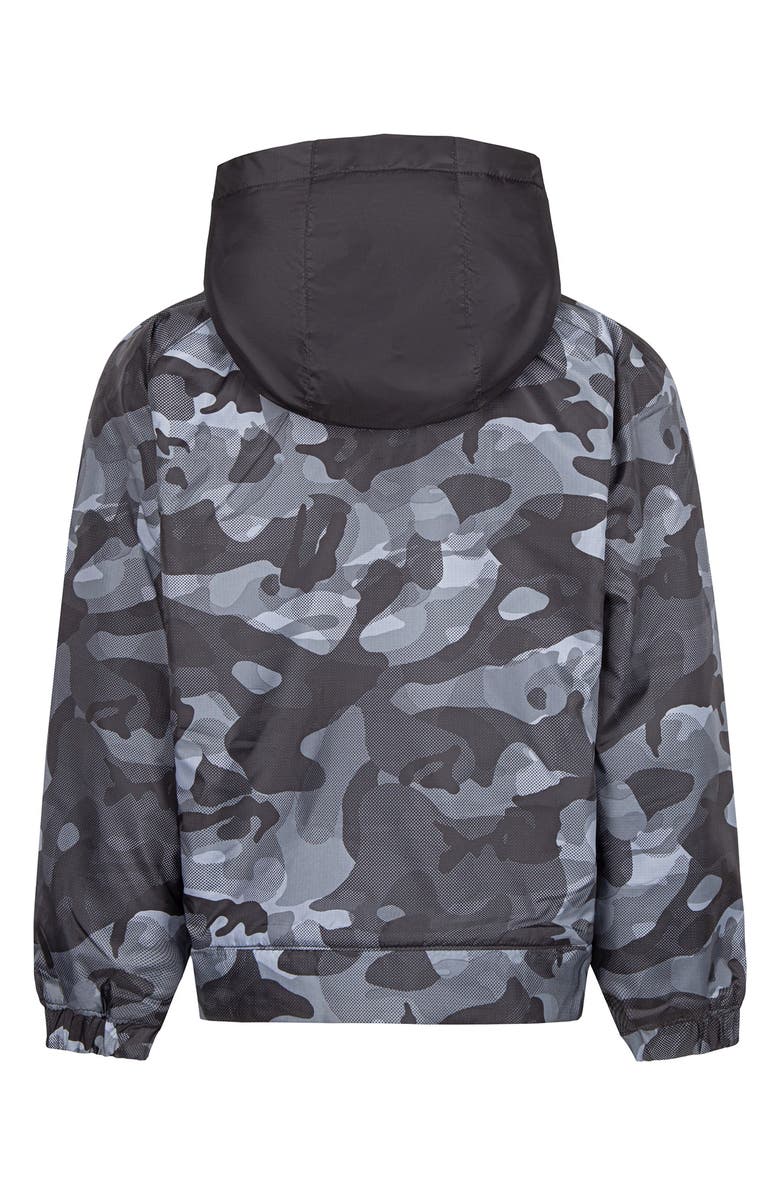 Nike Kids' Camo Print Fleece Lined Windbreaker, Alternate, color, Black Print
