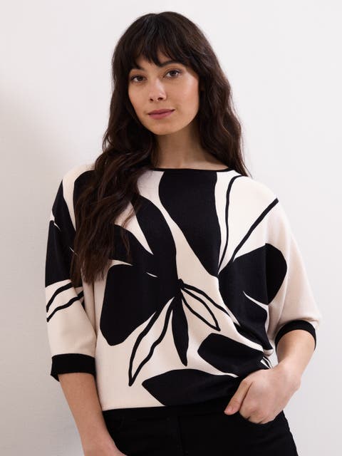 Printed Round Neck Knit Faith Jumper