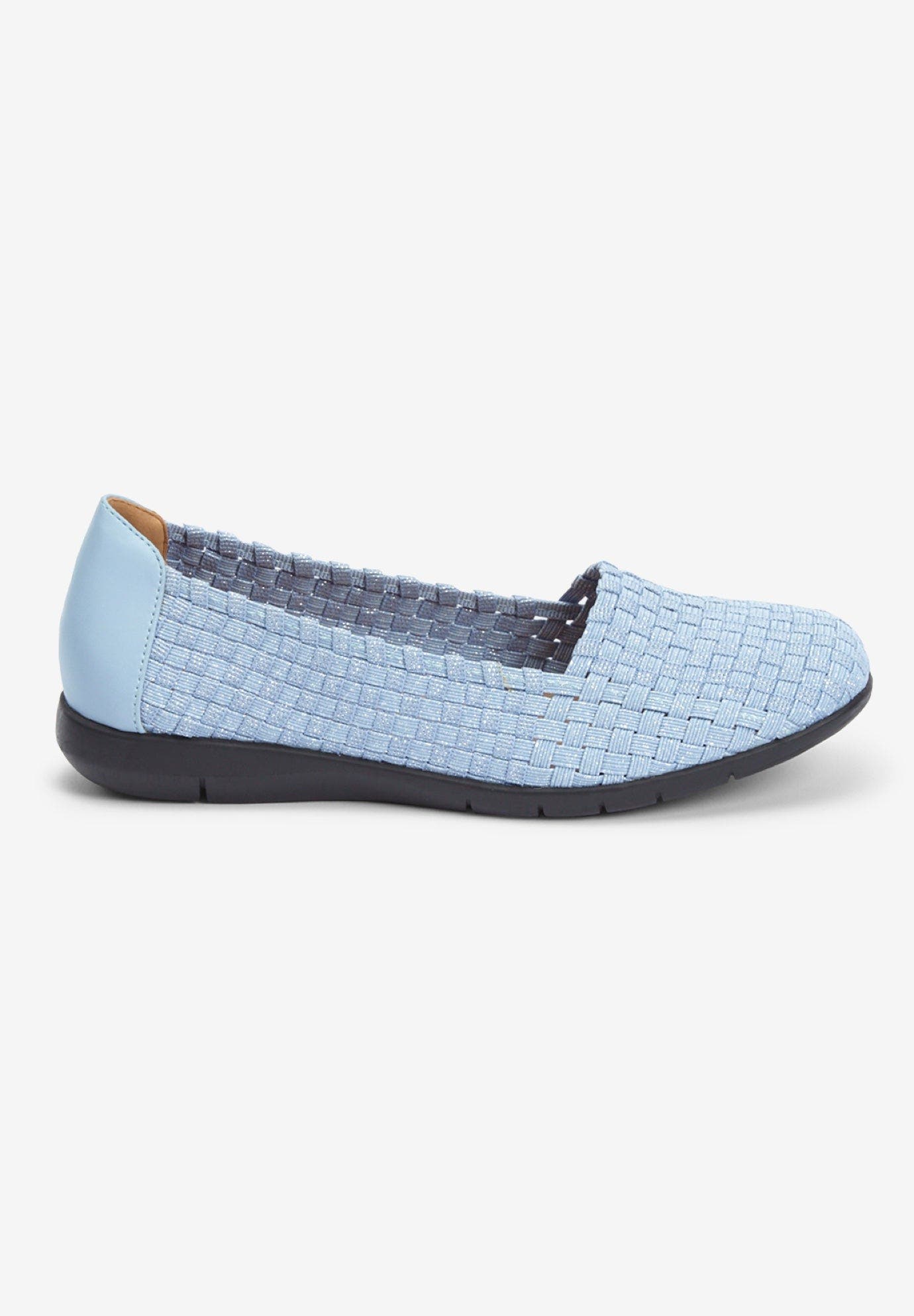 The Bethany Stretch Woven Slip On Flat, Alternate, color, DENIM METALLIC