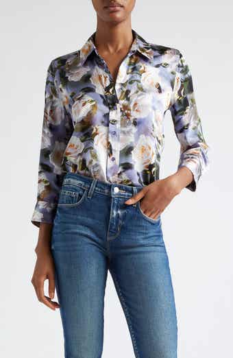 L'AGENCE Nina Floral Print Silk Button-Up Shirt | Nordstrom L'AGENCE Nina Floral Print Silk Button-Up Shirt | Nordstrom
