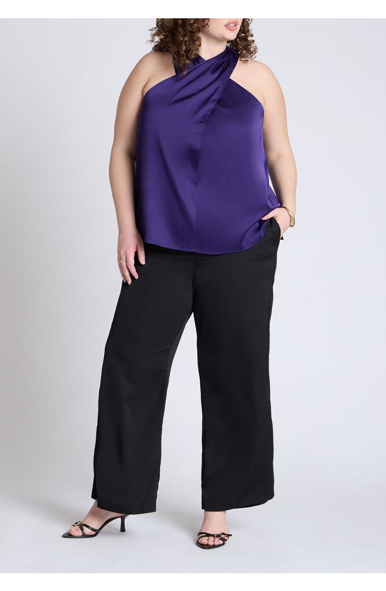 ELOQUII Halter Neck Top, Alternate, color, Indigo Purple