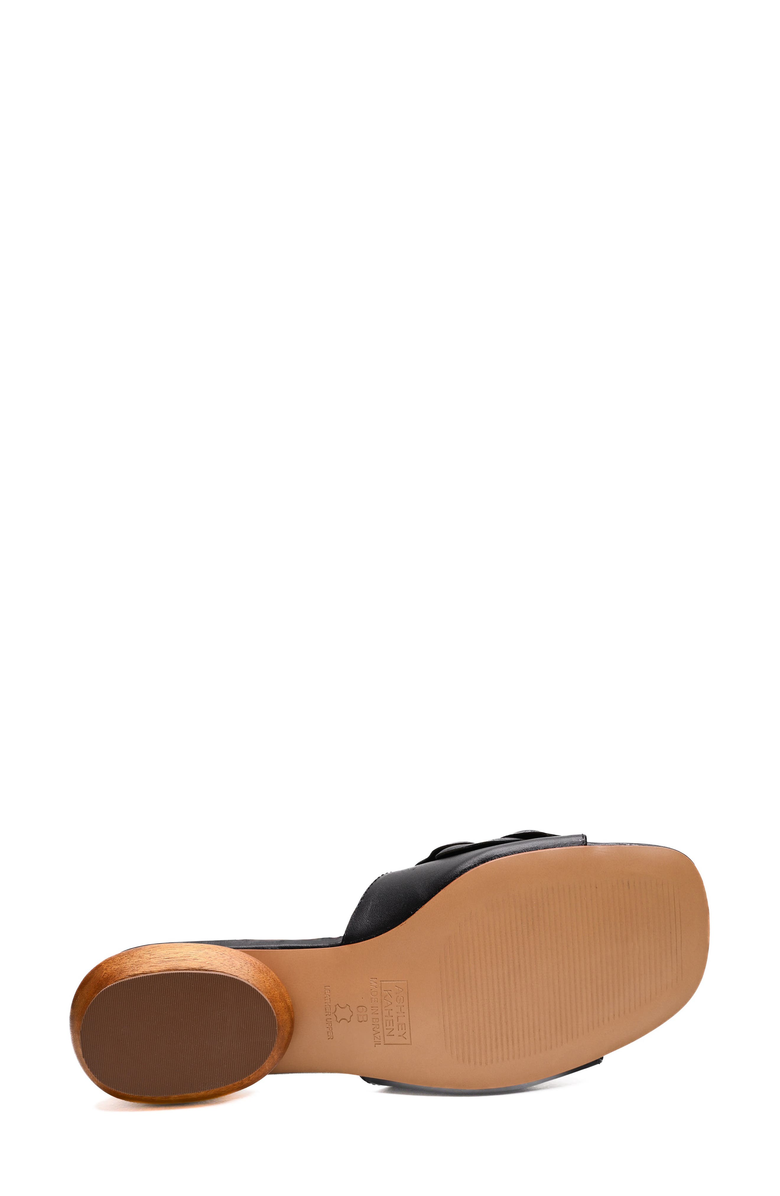 Rose Floral Slide Leather Sandal, Alternate, color, BLACK