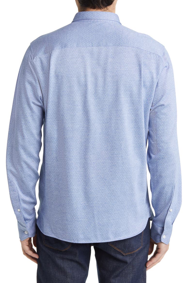 Star Dot Print Cotton Button-Up Shirt, Alternate, color, NDIGO