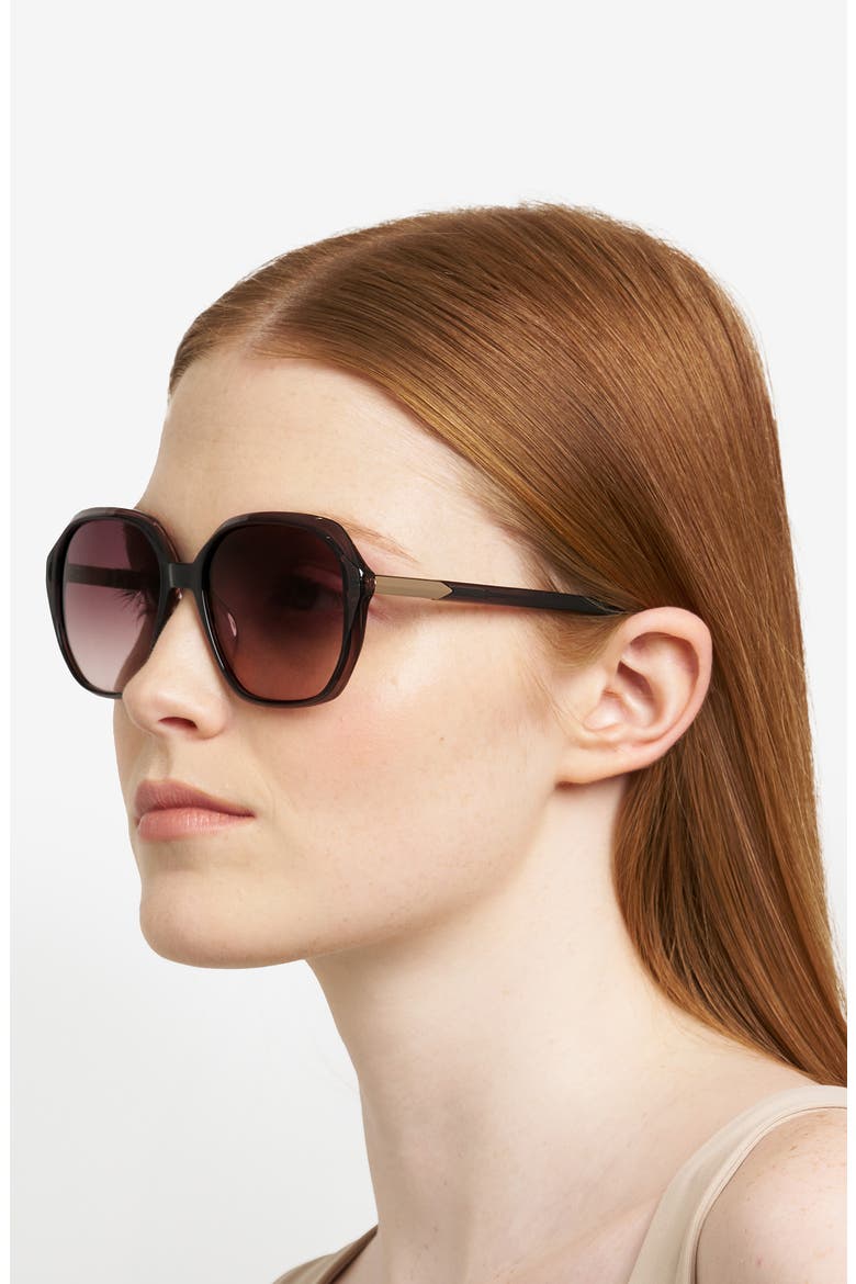54mm Gradient Rectangular Sunglasses, Alternate, color, CRYSTAL GREY