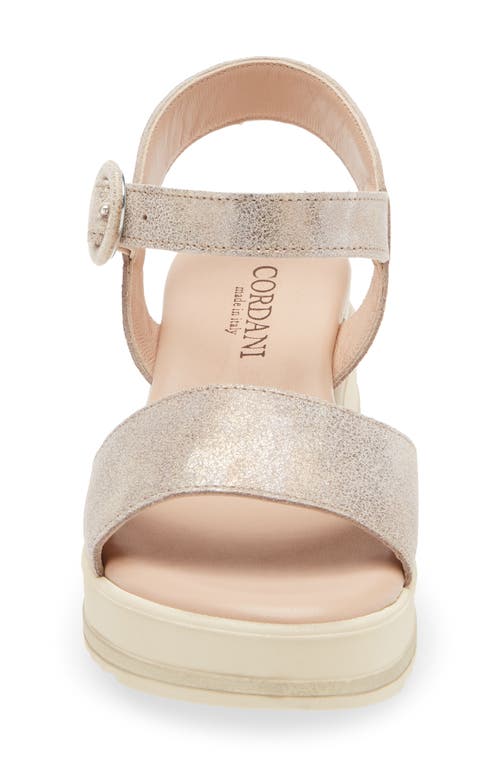 Cordani Arielle Ankle Strap Platform Wedge Sandal In Soft Gold