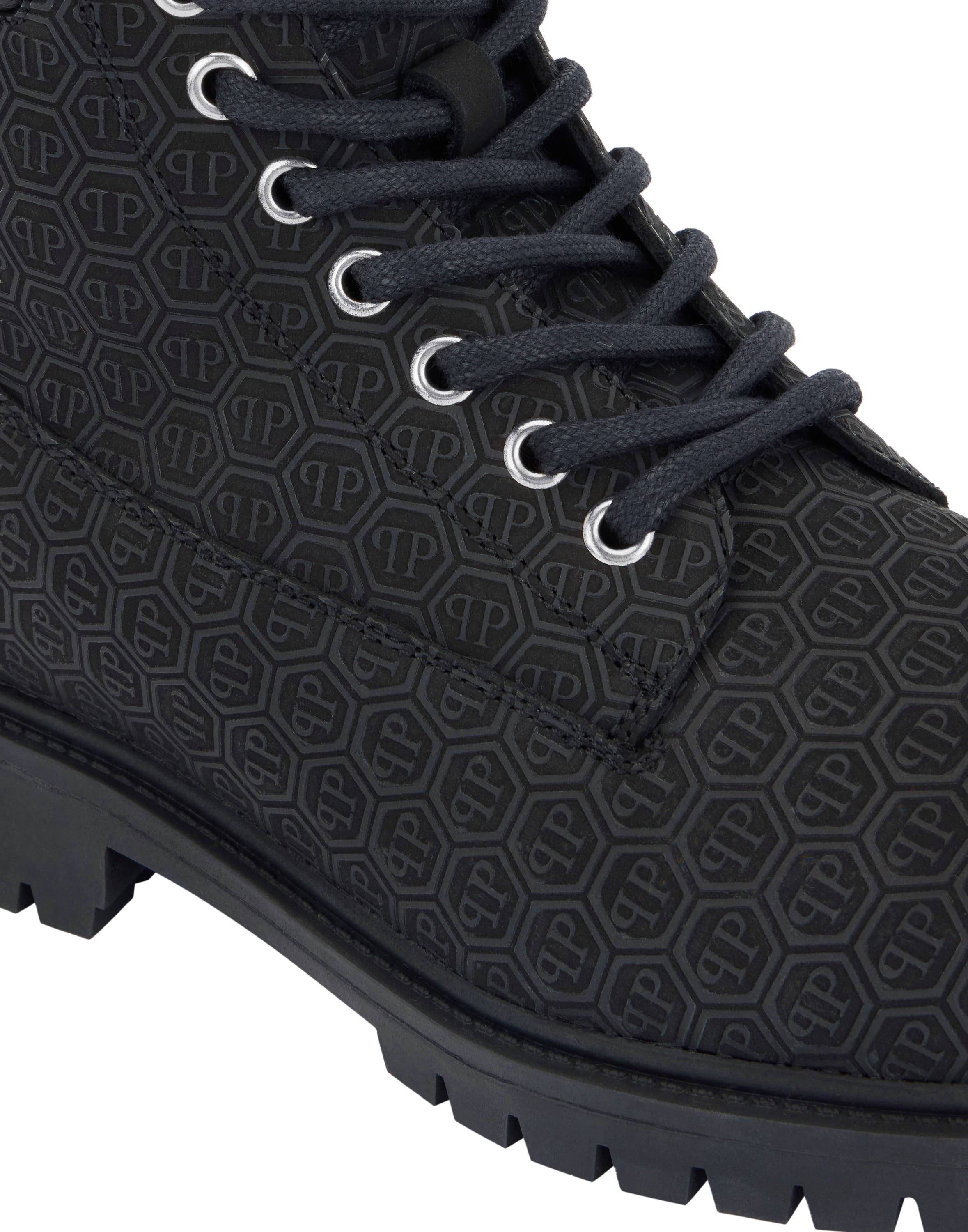 Nubuck Leather Mid Boots Monogram Men, Alternate, color, black/black