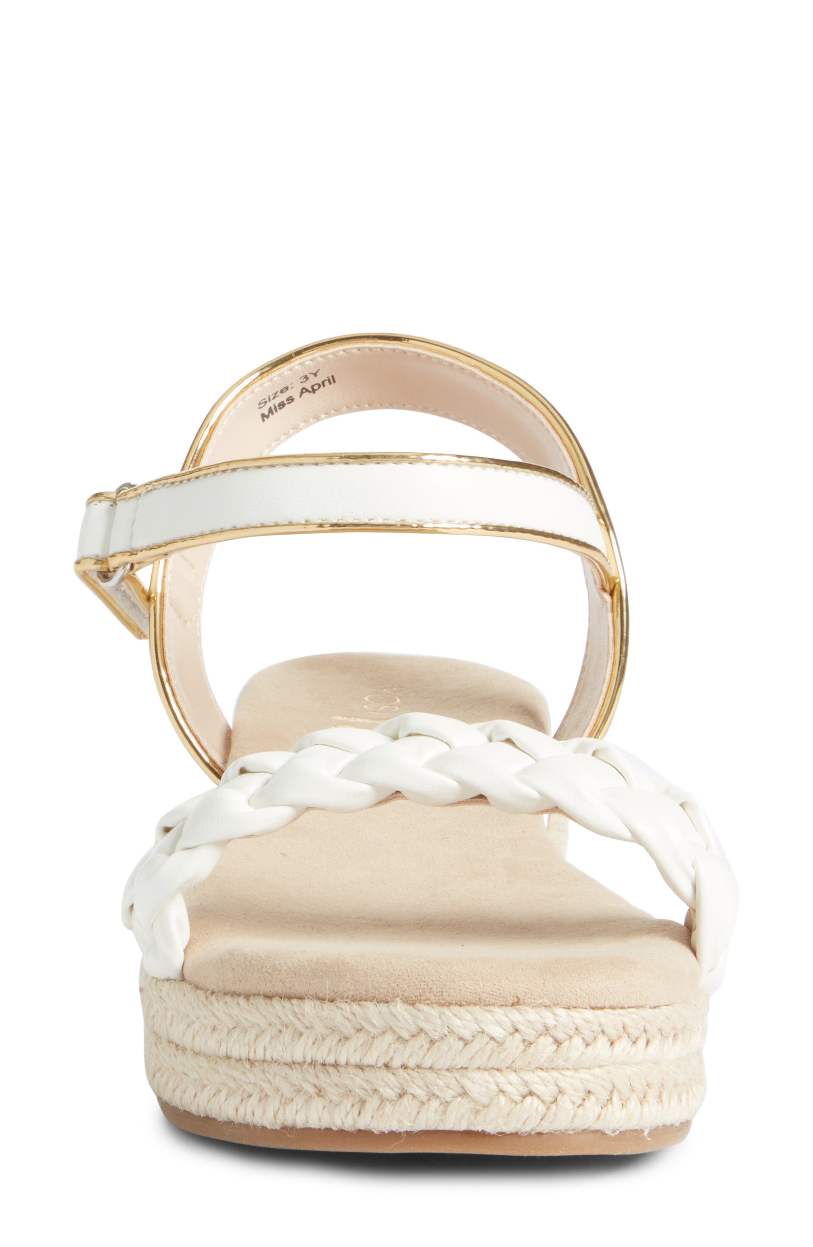 Yosi Samra Kids
 Miss April Ankle Strap Espadrille Platform Wedge Sandal, Alternate, color, White/ Gold