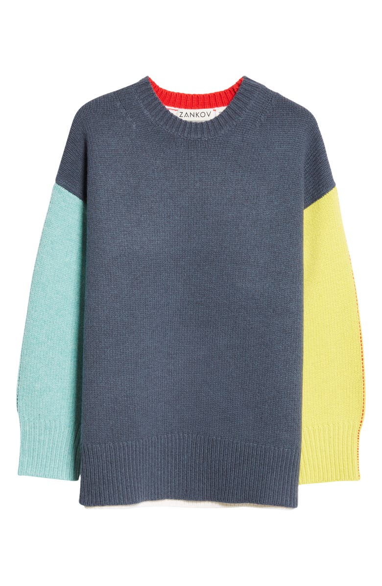 ZANKOV Ryo Oversize Colorblock Wool Blend Sweater, Main, color, 