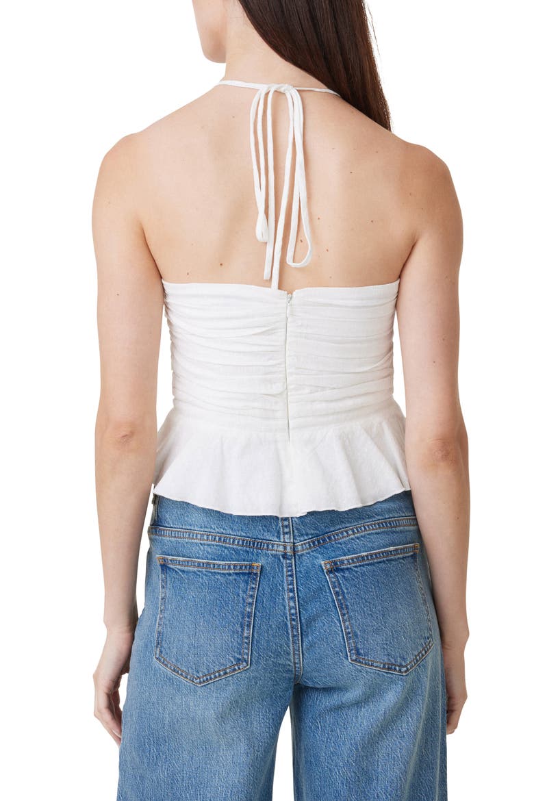 Ruched Halter Top, Alternate, color, WHITE