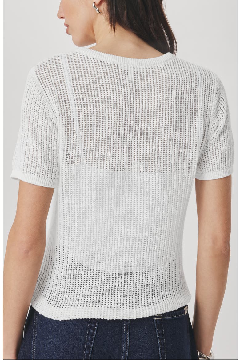 Yasmine Pointelle Short Sleeve Sweater, Alternate, color, WHITE