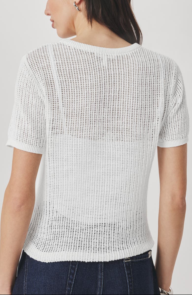 Splendid Yasmine Pointelle Short Sleeve Sweater, Alternate, color, White