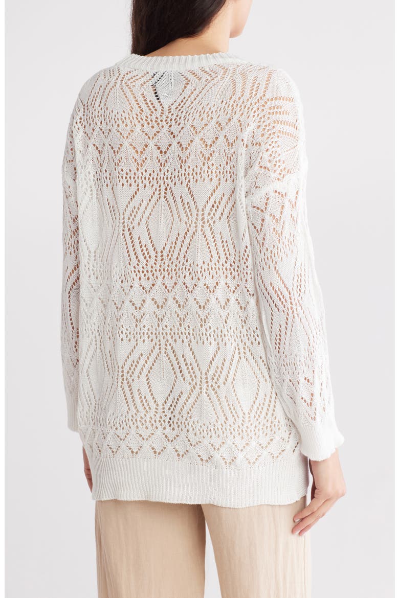Open Stitch Cardigan, Alternate, color, WHITE
