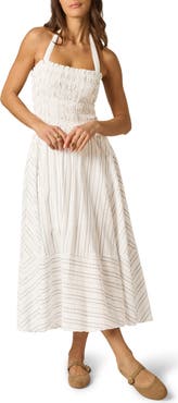Adrianna Papell Smocked Halter Midi Dress
