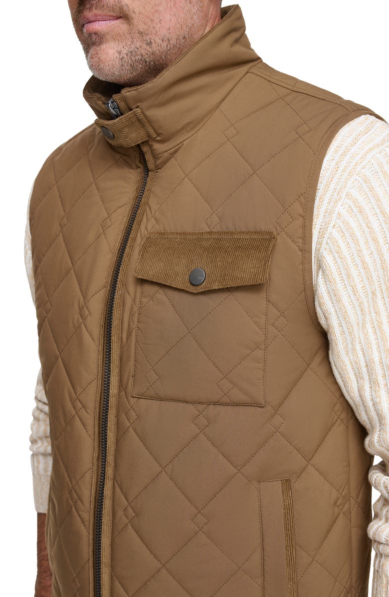 Andrew Marc Barnet Water Resistant Quilted Vest, Alternate, color, Sepia