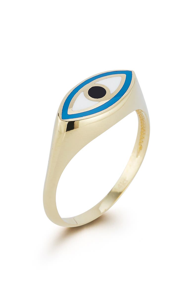 Ember Fine Jewelry 14K Gold Evil Eye Ring - Size 7, Alternate, color, 