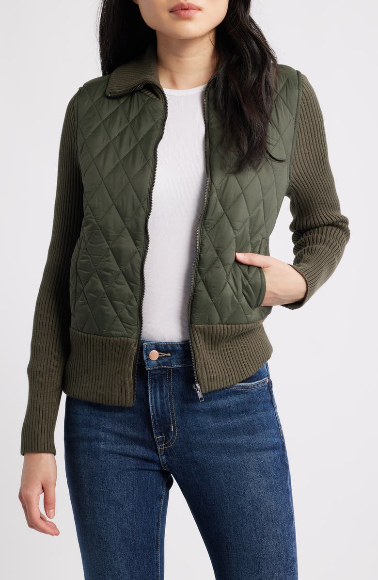 Liverpool Los Angeles Mixed Media Jacket, Alternate, color, Forest Night