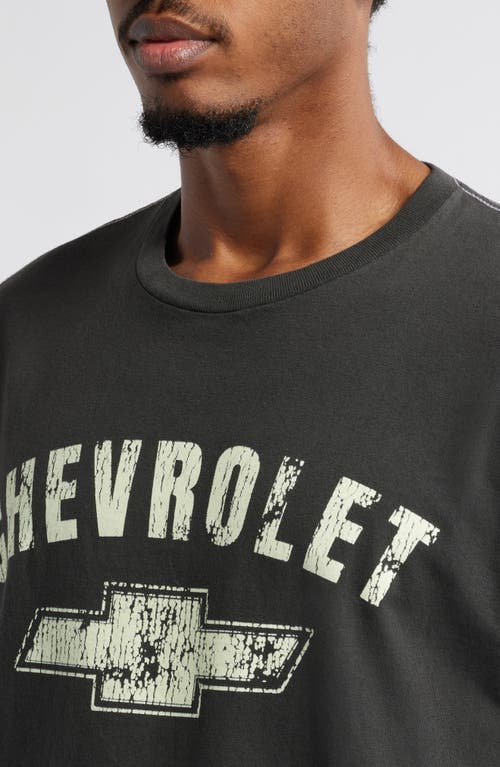 Shop Goodie Two Sleeves Chevrolet Cotton Graphic T-shirt In Black Pigment Dye
