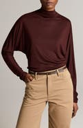 Vince Dolman Sleeve Draped Funnel Neck Top