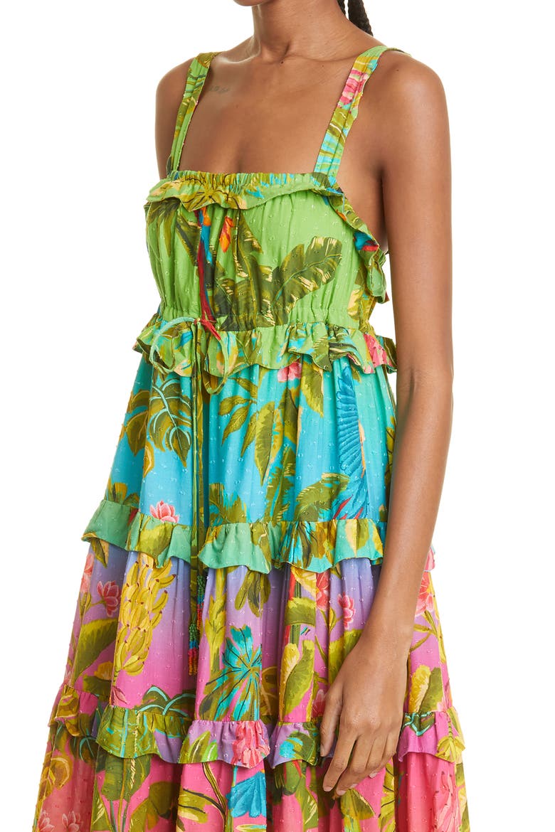 Ombré Forest Tiered Cotton Maxi Dress, Alternate, color, MULTI