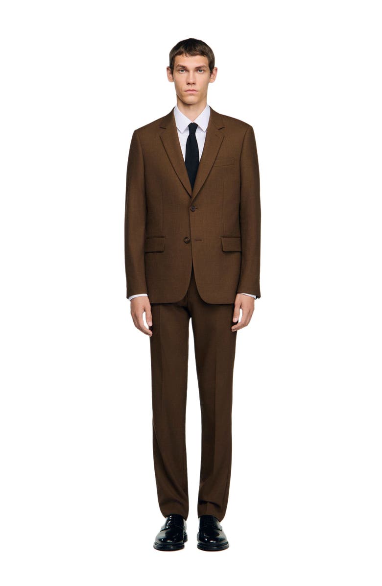 SANDRO Tailored Virgin Wool Jacket, Alternate, color, Tobacco Brown