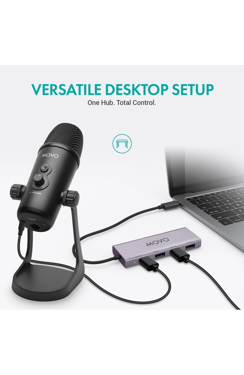 MOVO USB Podcast Equipment Bundle for 2 with USB Interface with 2 Condenser Microphones, Alternate, color, Black