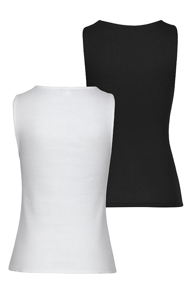 LASCANA Women's 2 Pk Basic Tank Tops, Alternate, color, Black & White