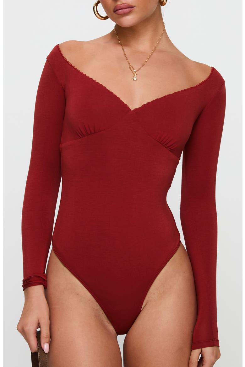 Loveydove Long Sleeve Bodysuit, Alternate, color, BURGUNDY