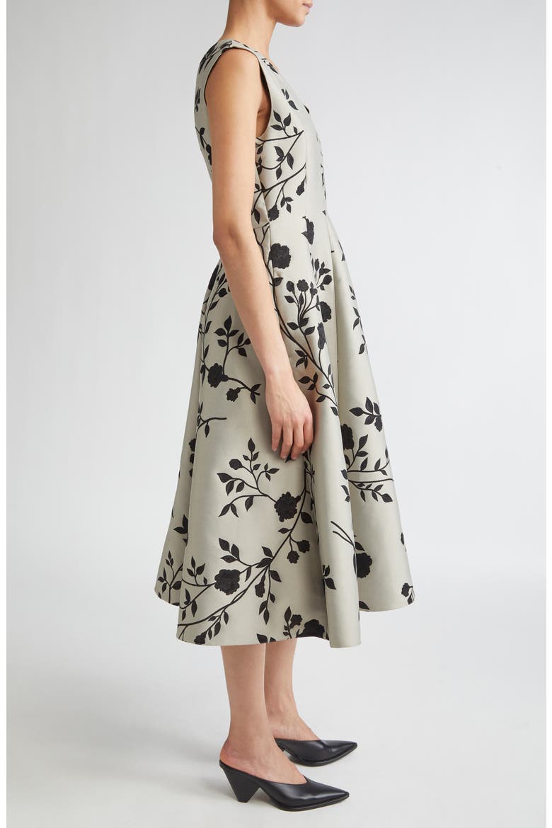Clea Floral Print Midi Dress, Alternate, color, ECRU
