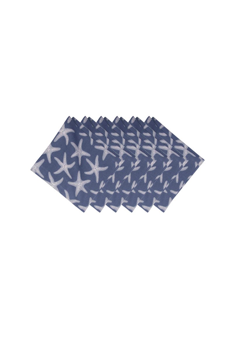 Calming Seas Starfish Reversible Hemstitch Napkins Set of 6, Main, color, Blue