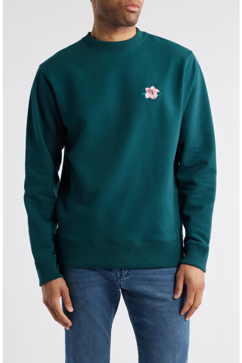 Azalea Cotton Crewneck Sweatshirt, Main, color, LUSH GREEN