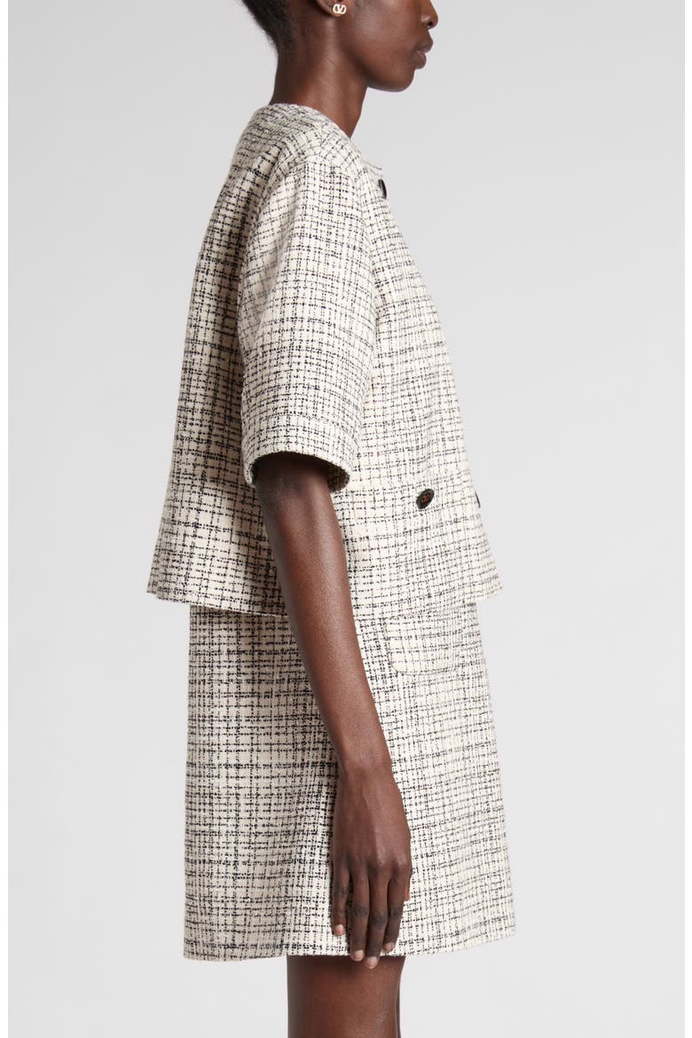 Square Cotton Blend Tweed Jacket, Alternate, color, VANILLA