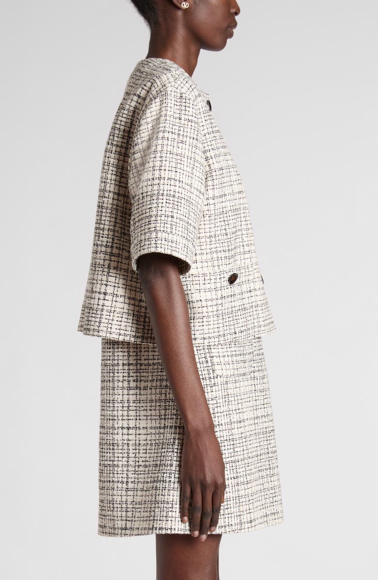 Valentino Garavani Square Cotton Blend Tweed Jacket, Alternate, color, Vanilla